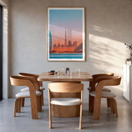 Dubai no. 2 colorful photo poster of United Arab Emirates – vertical wall art in natural wood frame with white border, hangin