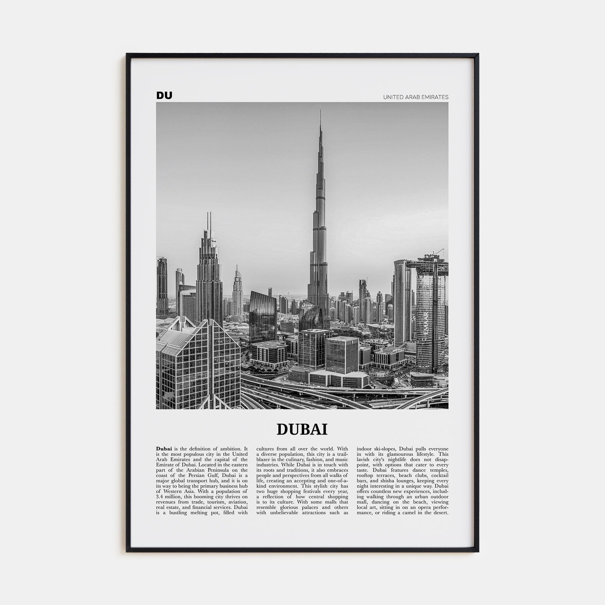 Dubai No 2 Poster None / 8x12 in Nbourhood Travel B&W Poster