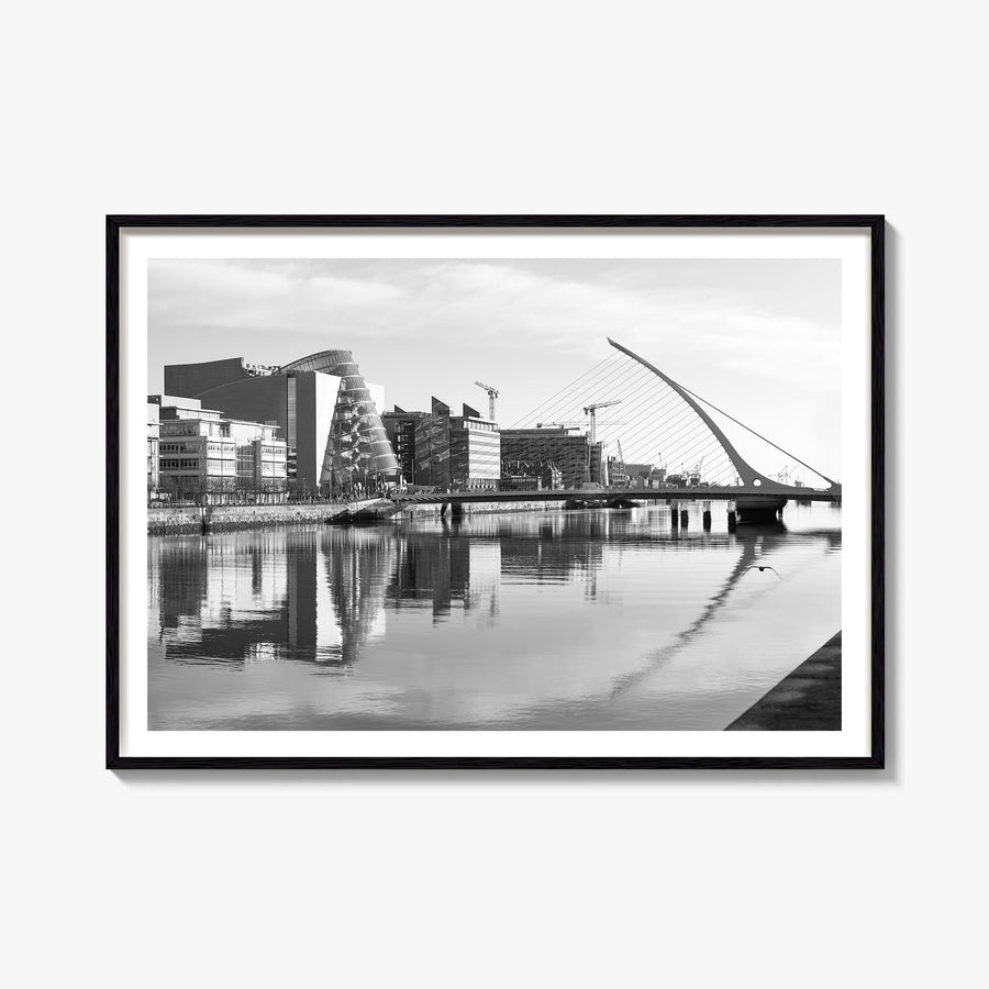 Dublin black & white photo poster of Ireland – horizontal wall art, unframed print shown in interior mockup