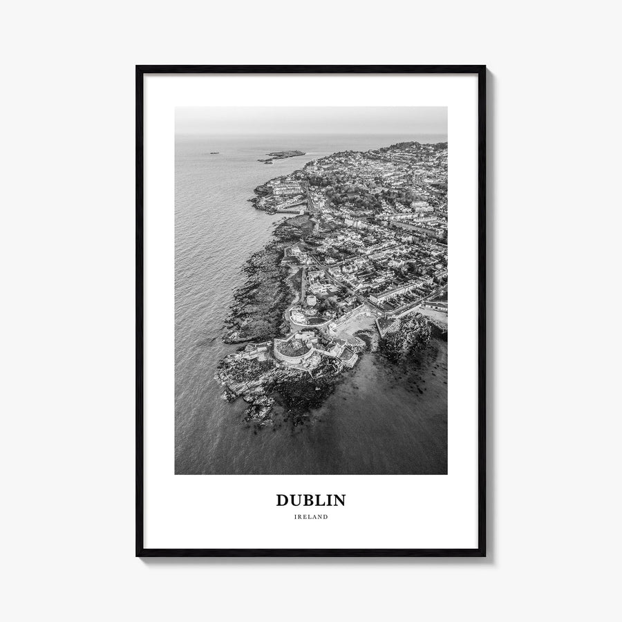 Dublin no. 2 black & white classic poster of Ireland – vertical wall art, unframed print shown in interior mockup