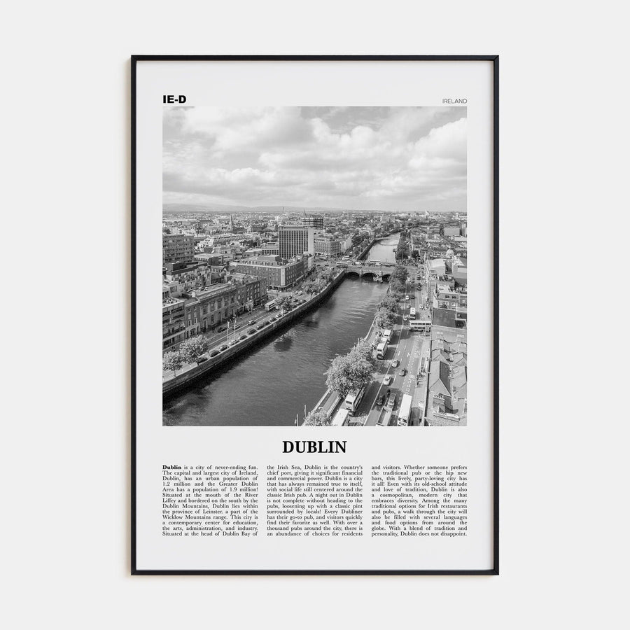 Dublin No 2 Poster None / 8x12 in Nbourhood Travel B&W Poster