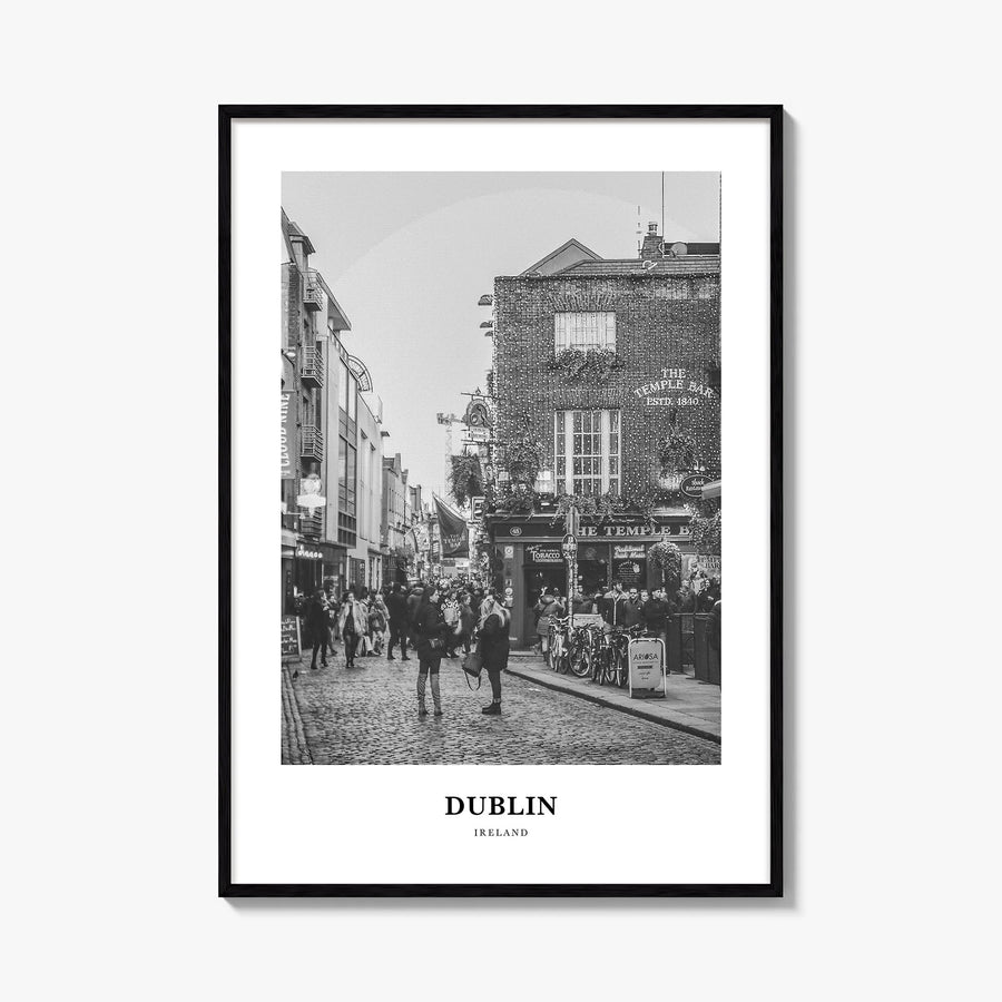 Dublin no. 3 black & white classic poster of Ireland – vertical wall art, unframed print shown in interior mockup
