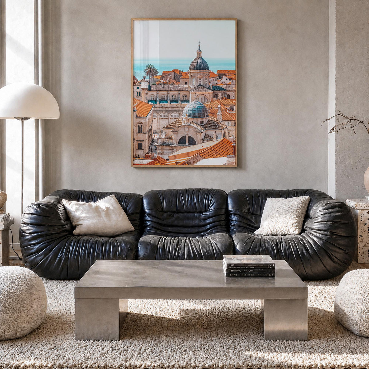 Dubrovnik colorful photo poster of Croatia – vertical wall art in natural wood frame, hanging on wall