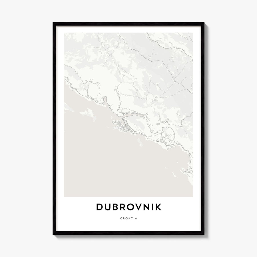 Dubrovnik Map Poster, framed poster mockup