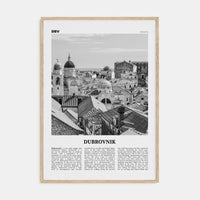 Dubrovnik Poster Natural Wood / 8x12 in Nbourhood Travel B&W Poster