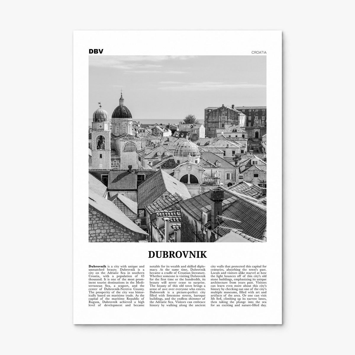 Dubrovnik Newspaper Poster, print only (unframed)