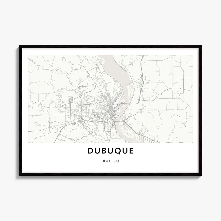 Dubuque Map Poster, framed poster mockup