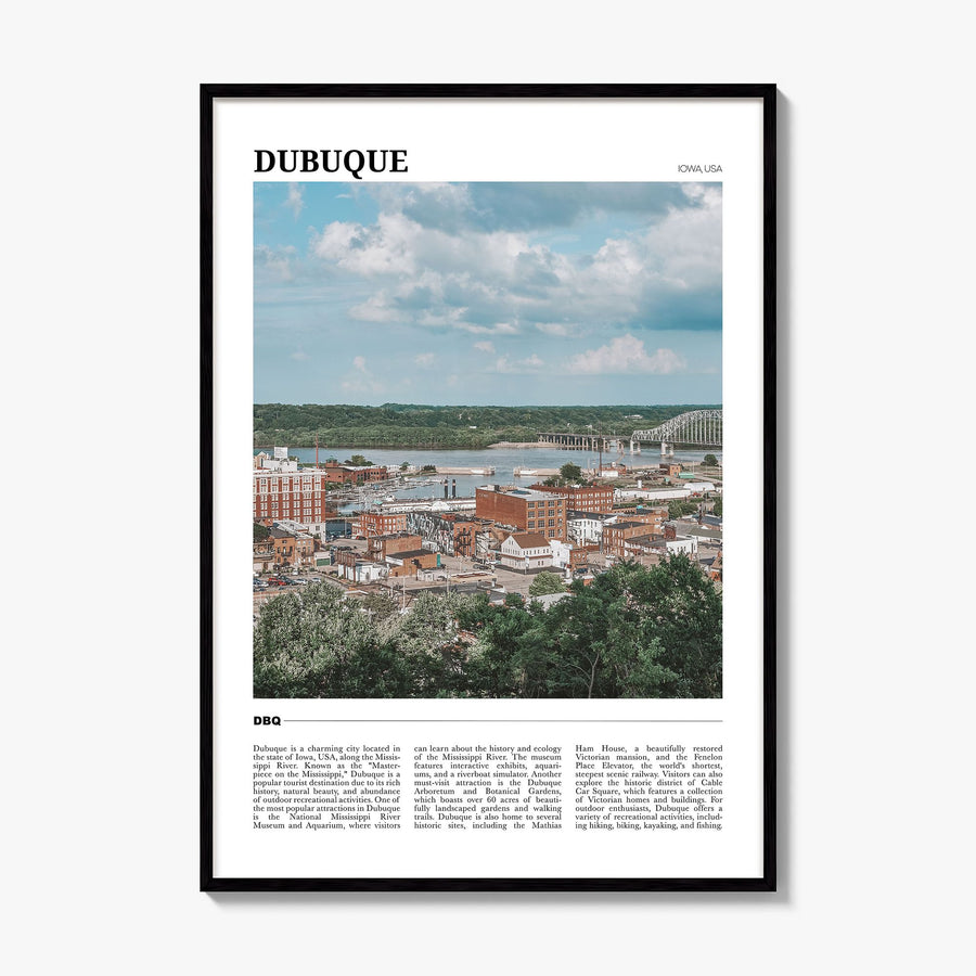 Dubuque Travel Poster, framed poster mockup