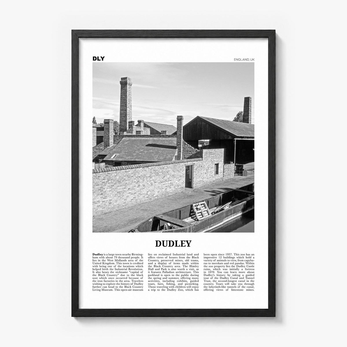 Dudley Newspaper Poster in a black wood frame