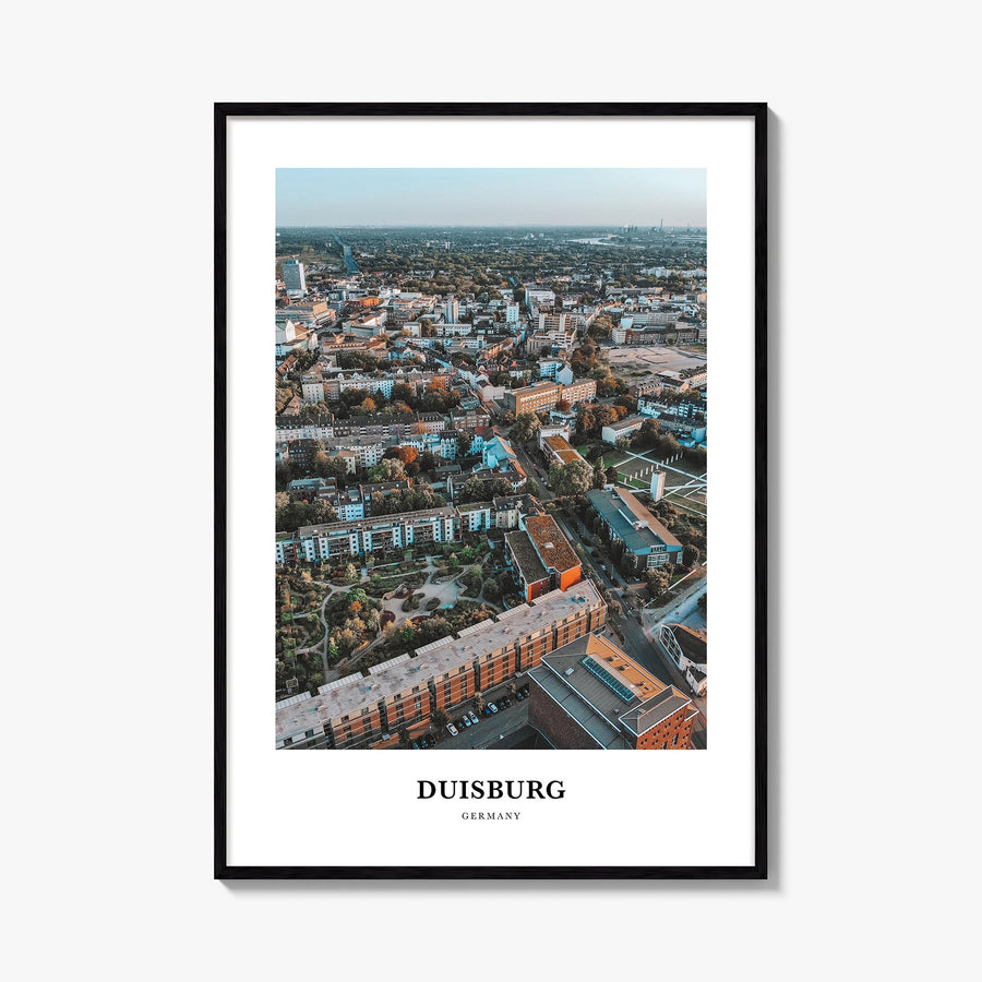 Duisburg colorful classic poster of Germany – vertical wall art, unframed print shown in interior mockup
