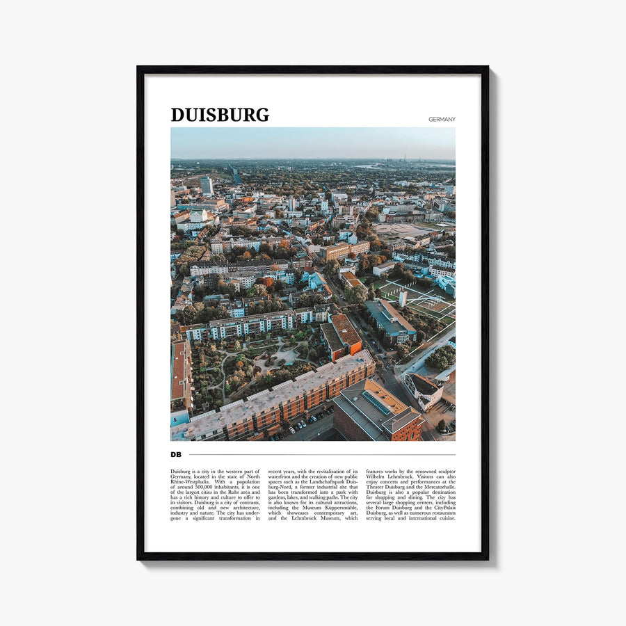 Duisburg colorful travel poster of Germany – vertical wall art, unframed print shown in interior mockup