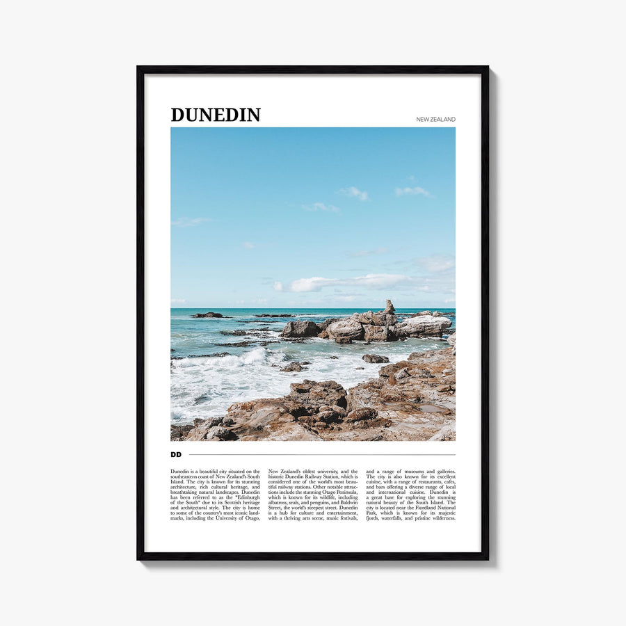 Dunedin no. 2 colorful travel poster of New Zealand – vertical wall art, unframed print shown in interior mockup
