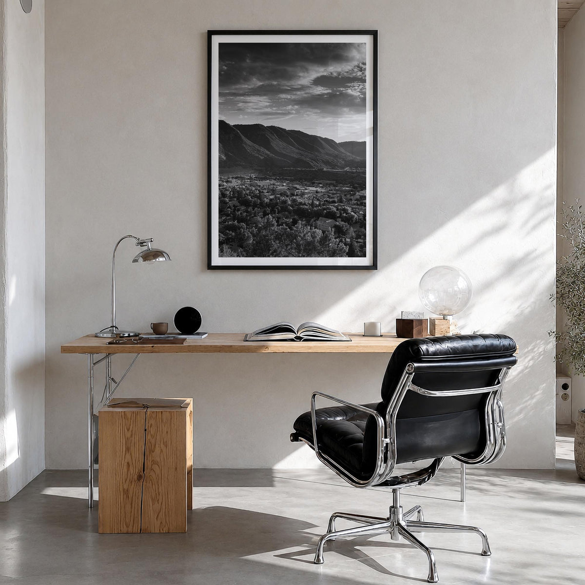 Durango, Colorado black & white photo poster of Colorado, USA – vertical wall art in black wood frame with white border, hang