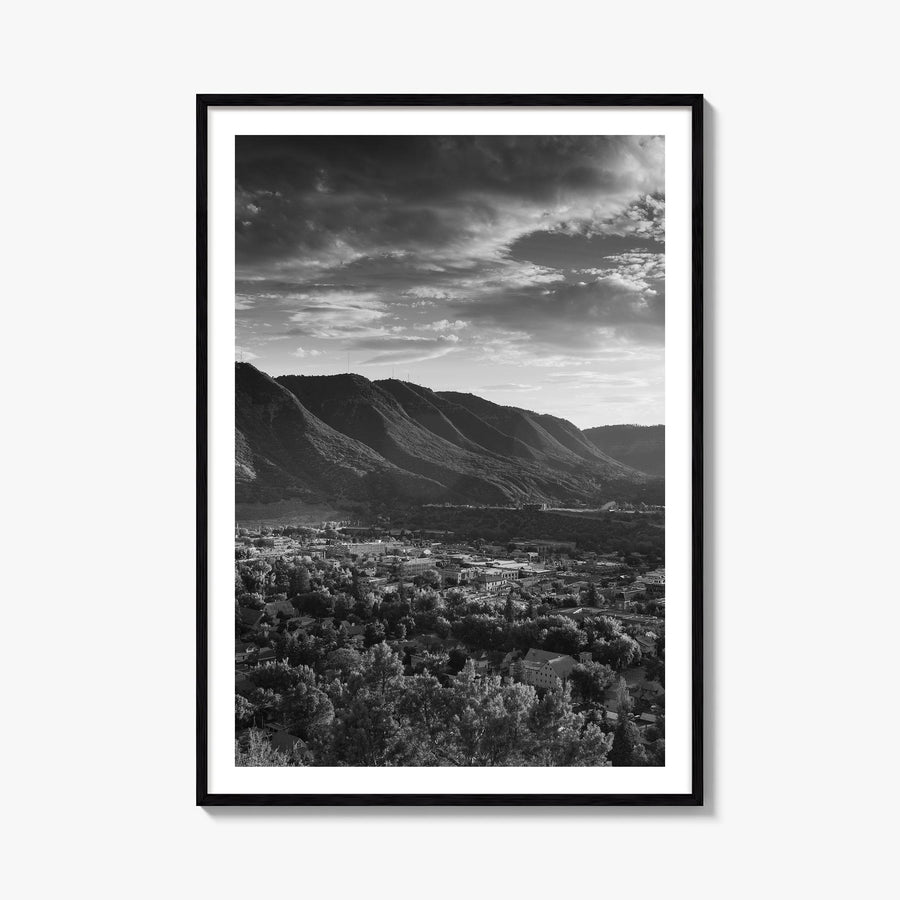 Durango, Colorado black & white photo poster of Colorado, USA – vertical wall art, unframed print shown in interior mockup