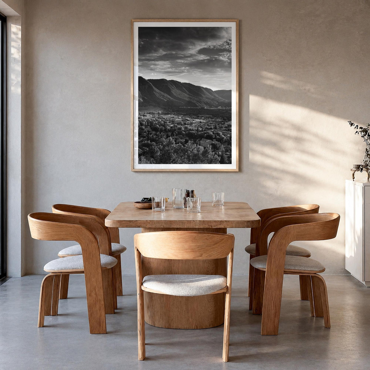 Durango, Colorado black & white photo poster of Colorado, USA – vertical wall art in natural wood frame with white border, ha