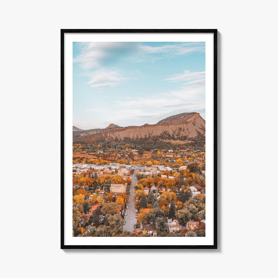 Durango, Colorado colorful photo poster of Colorado, USA – vertical wall art, unframed print shown in interior mockup
