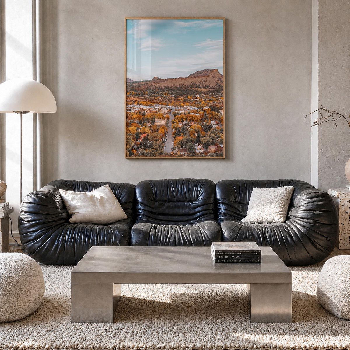 Durango, Colorado colorful photo poster of Colorado, USA – vertical wall art in natural wood frame, hanging on wall