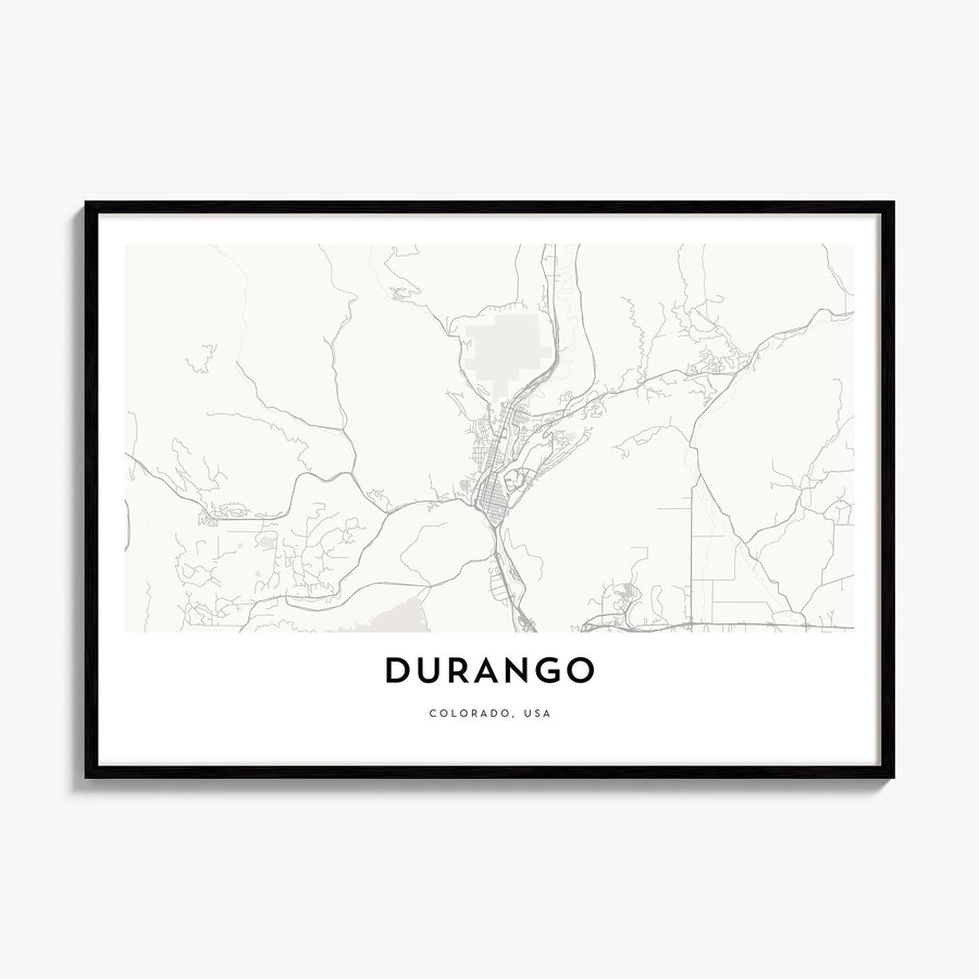 Durango, Colorado Map Poster, framed poster mockup