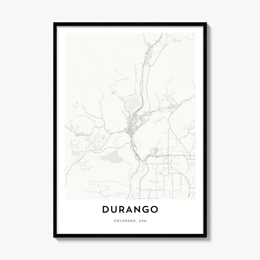 Durango, Colorado Map Poster, framed poster mockup