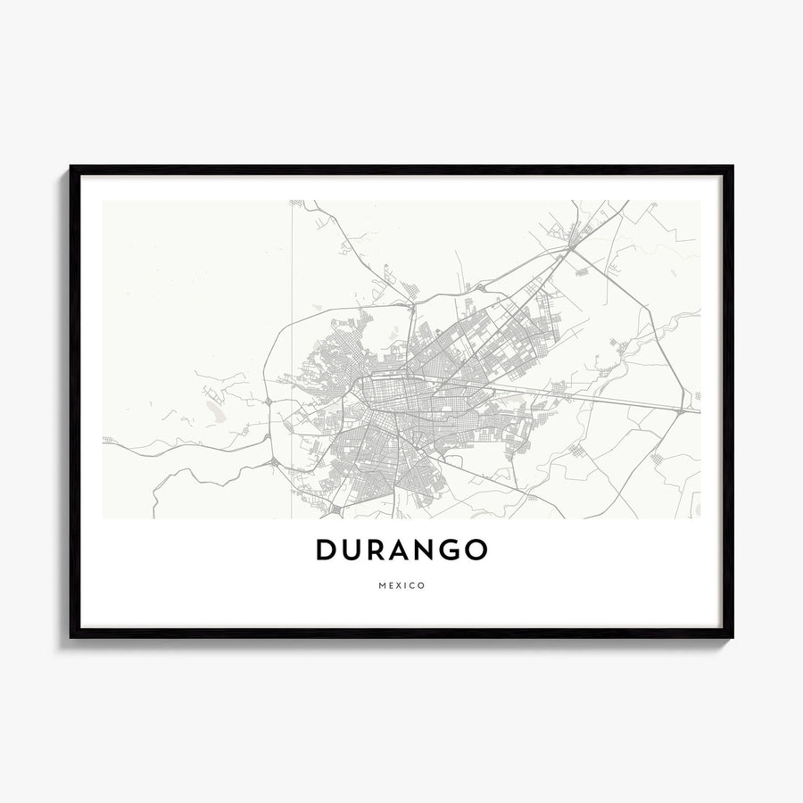 Durango, Mexico Map Poster, framed poster mockup