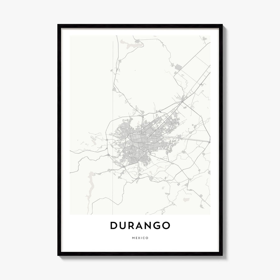 Durango, Mexico Map Poster, framed poster mockup