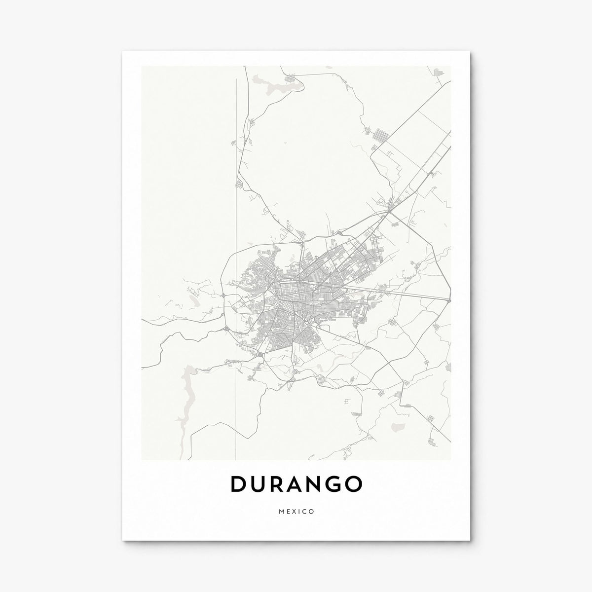 Durango, Mexico Map Poster, print only (unframed)
