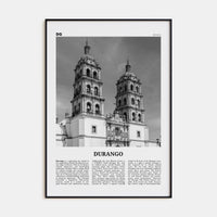 Durango, Mexico Poster None / 8x12 in Nbourhood Travel B&W Poster