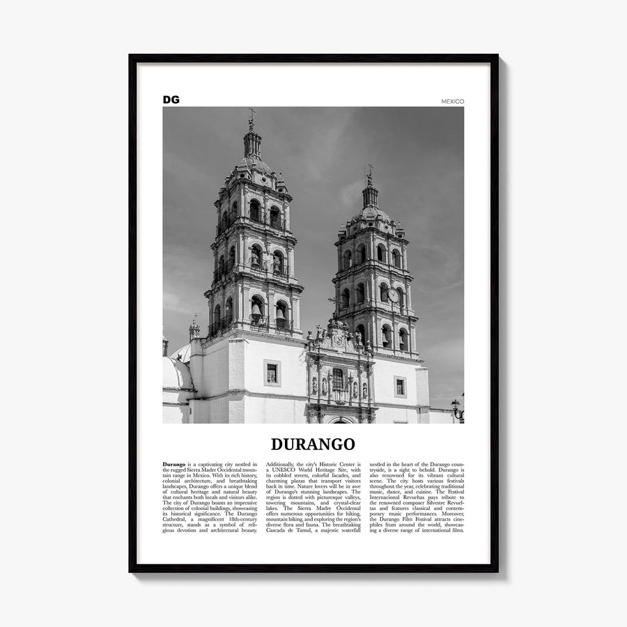Durango, Mexico Newspaper Poster, framed poster mockup