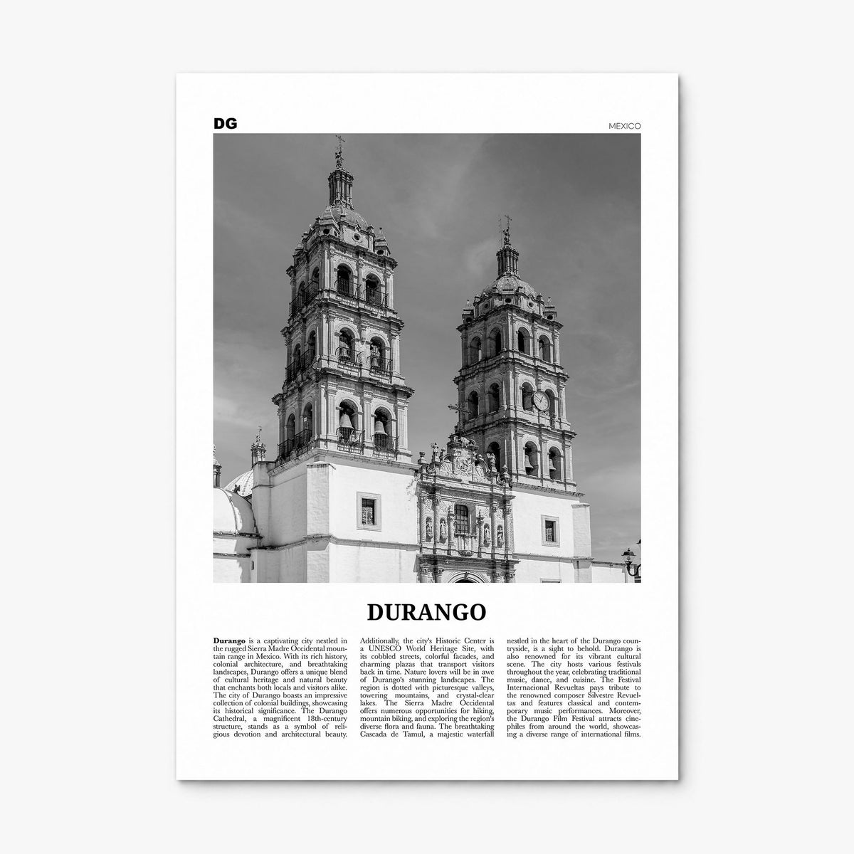 Durango, Mexico Newspaper Poster, print only (unframed)