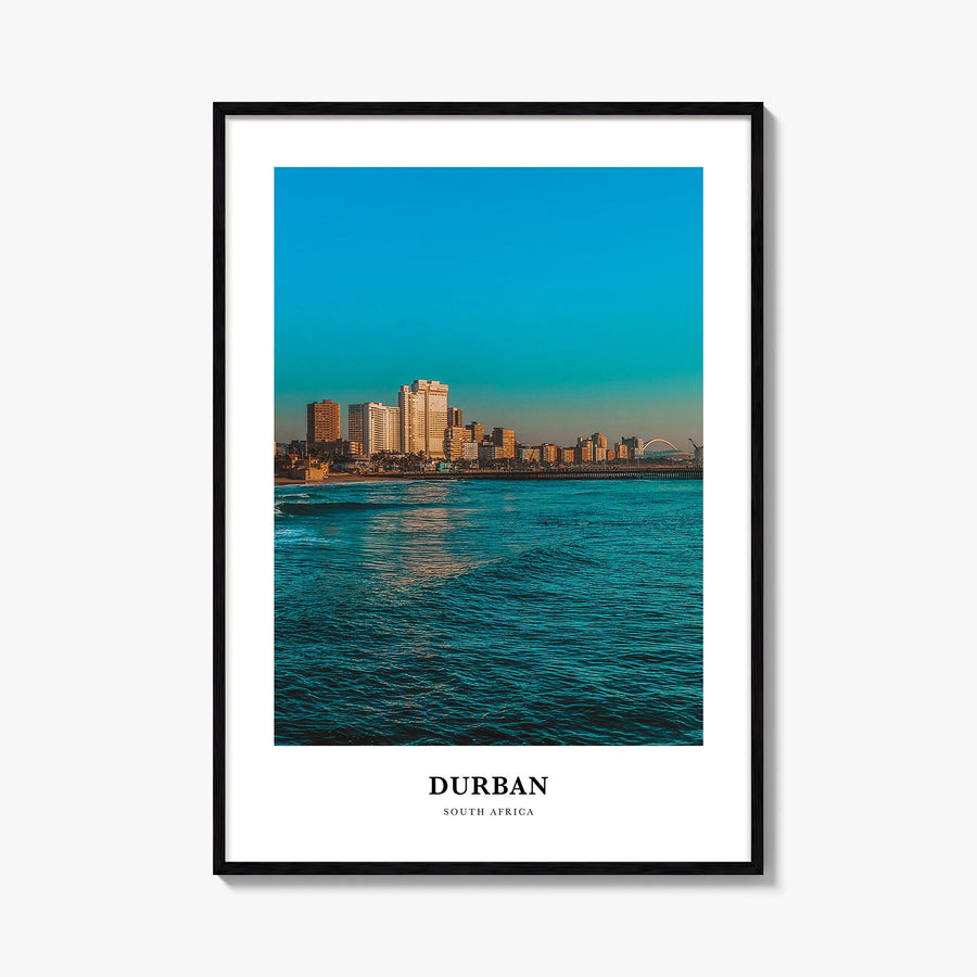 Durban colorful classic poster of South Africa – vertical wall art, unframed print shown in interior mockup