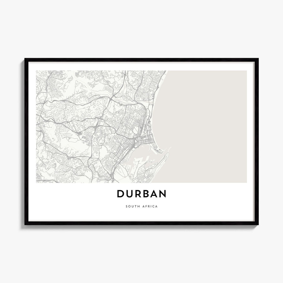 Durban Map Poster, framed poster mockup
