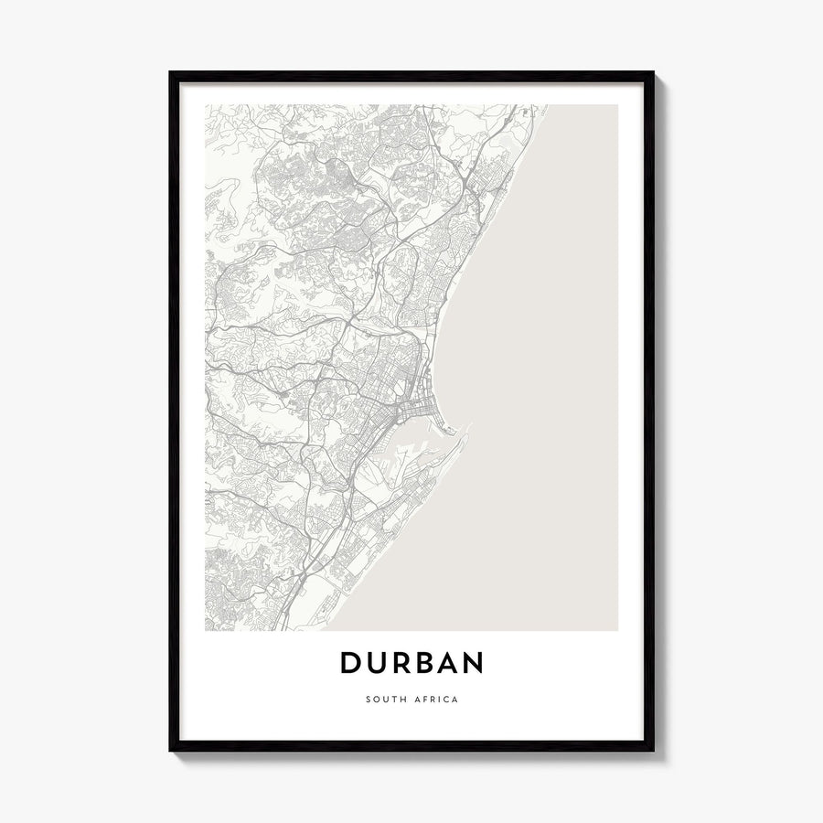 Durban Map Poster, framed poster mockup