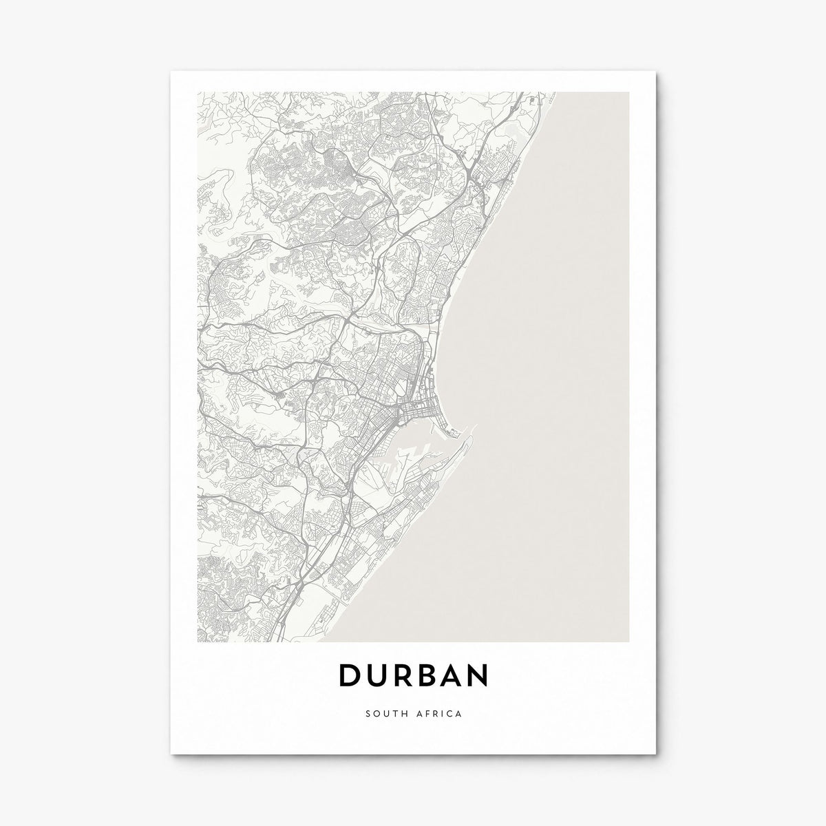Durban Map Poster, print only (unframed)