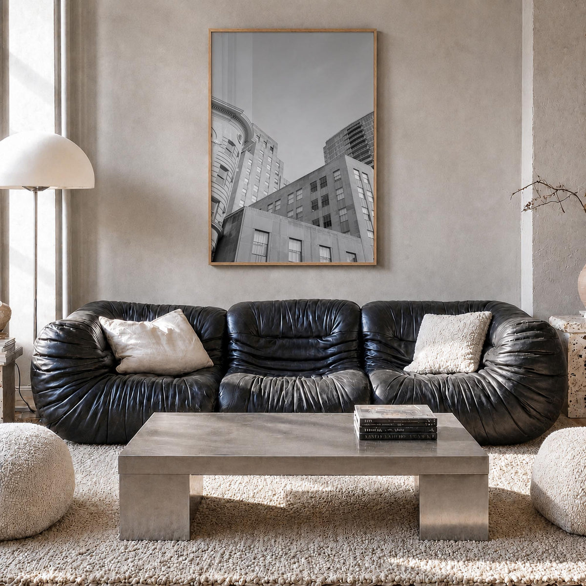 Durham, England black & white photo poster of United Kingdom – vertical wall art in natural wood frame, hanging on wall
