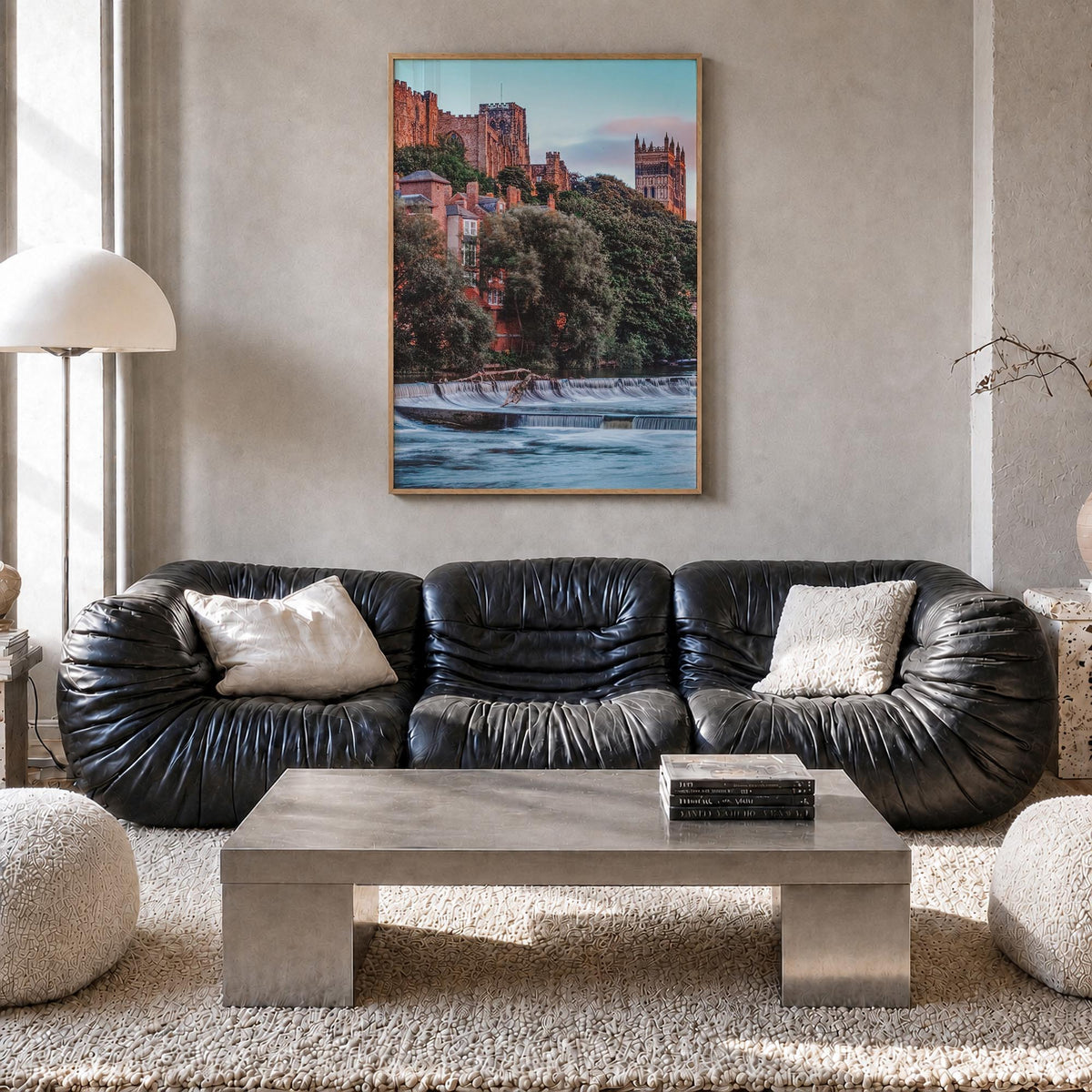 Durham, England no. 1 colorful photo poster of United Kingdom – vertical wall art in natural wood frame, hanging on wall