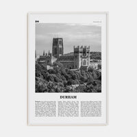 Durham, England Poster White Wood / 8x12 in Nbourhood Travel B&W Poster