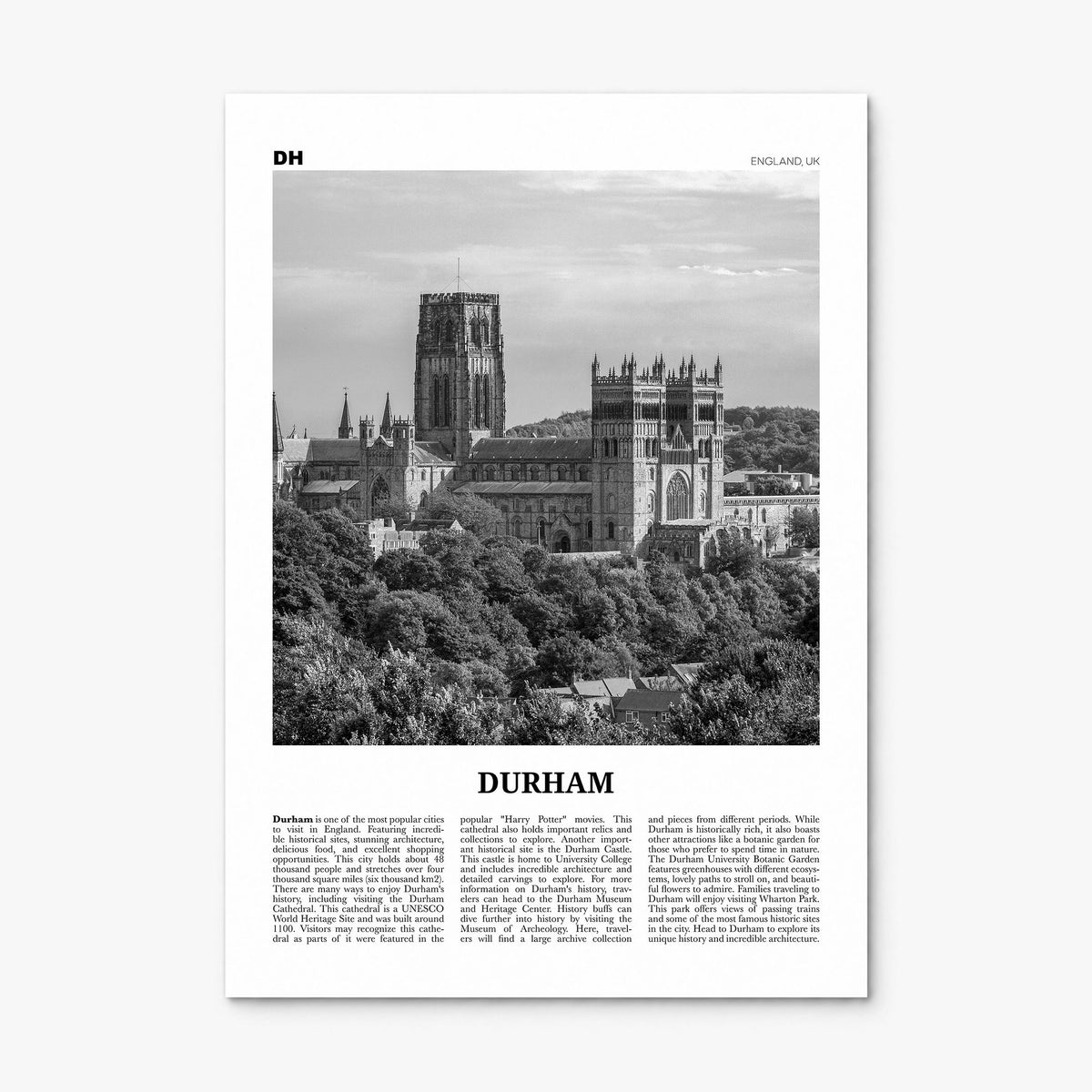 Durham, England Newspaper Poster, print only (unframed)