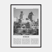 Durham, North Carolina Poster Black Wood / 8x12 in Nbourhood Travel B&W Poster