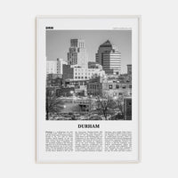 Durham, North Carolina Poster White Wood / 8x12 in Nbourhood Travel B&W Poster