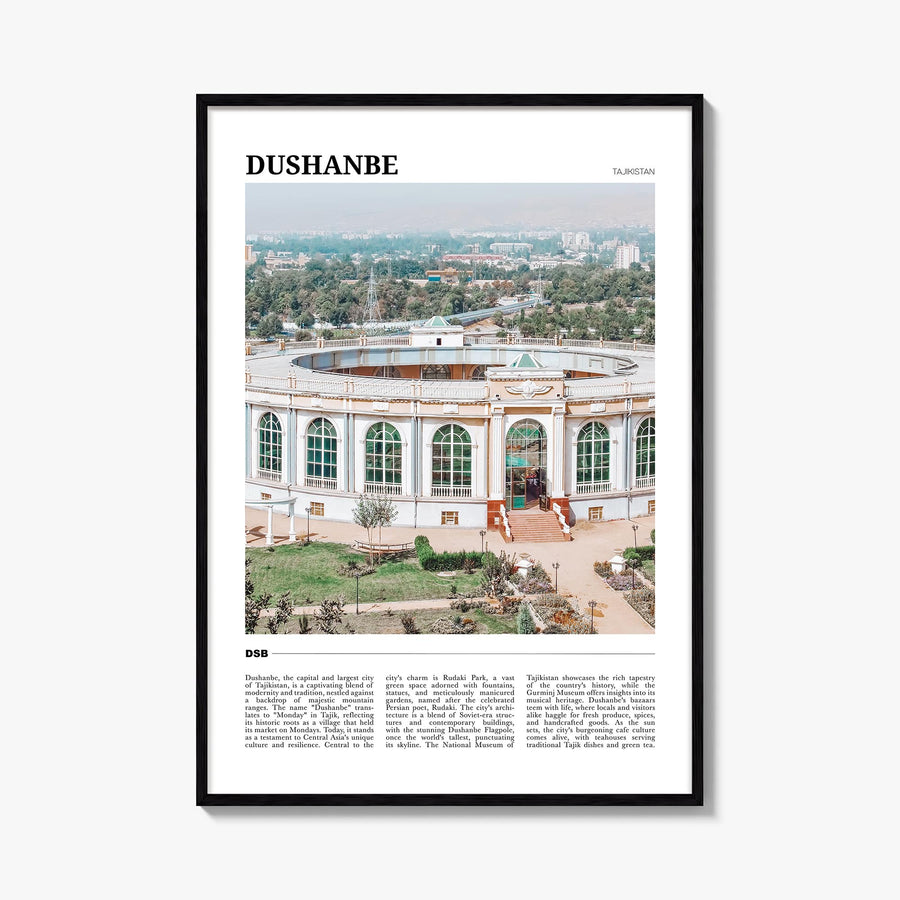 Dushanbe colorful travel poster of Tajikistan – vertical wall art, unframed print shown in interior mockup