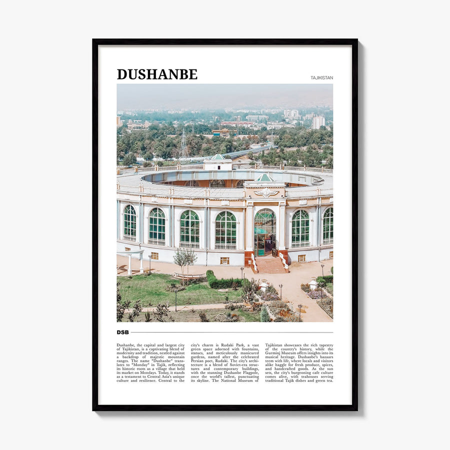 Dushanbe Travel Poster, framed poster mockup