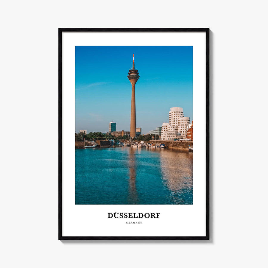 Düsseldorf colorful classic poster of Germany – vertical wall art, unframed print shown in interior mockup