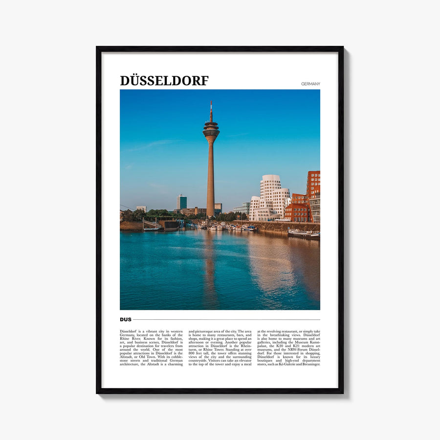 Düsseldorf colorful travel poster of Germany – vertical wall art, unframed print shown in interior mockup