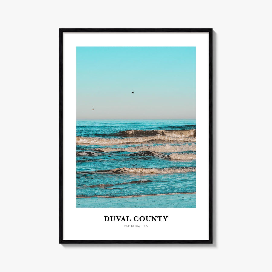 Duval County colorful classic poster of Florida, USA – vertical wall art, unframed print shown in interior mockup