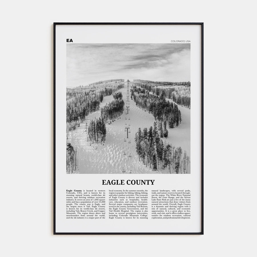 Eagle County Poster None / 8x12 in Nbourhood Travel B&W Poster