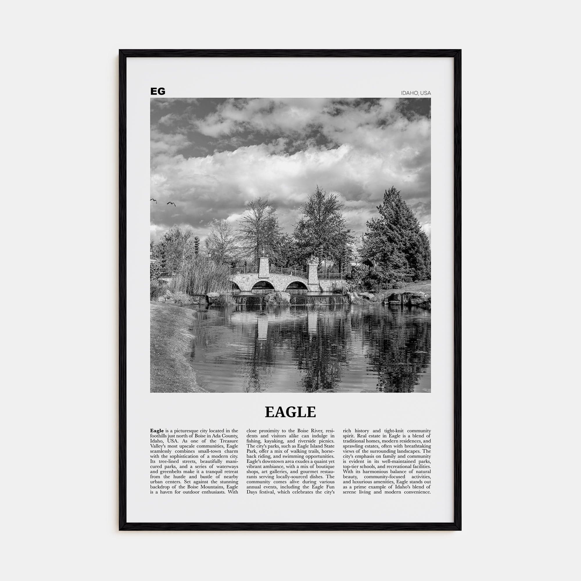 Eagle Poster Black Wood / 8x12 in Nbourhood Travel B&W Poster