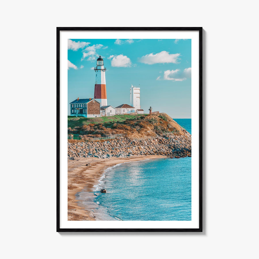 East Hampton colorful photo poster of New York, USA – vertical wall art, unframed print shown in interior mockup