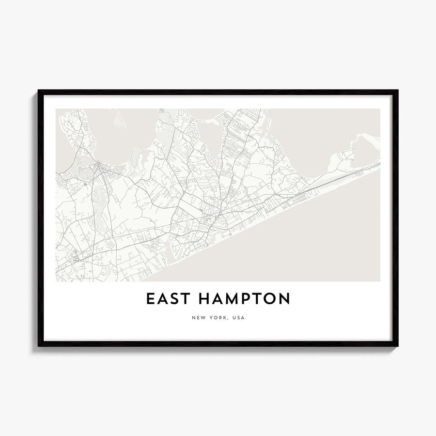 East Hampton Map Poster, framed poster mockup