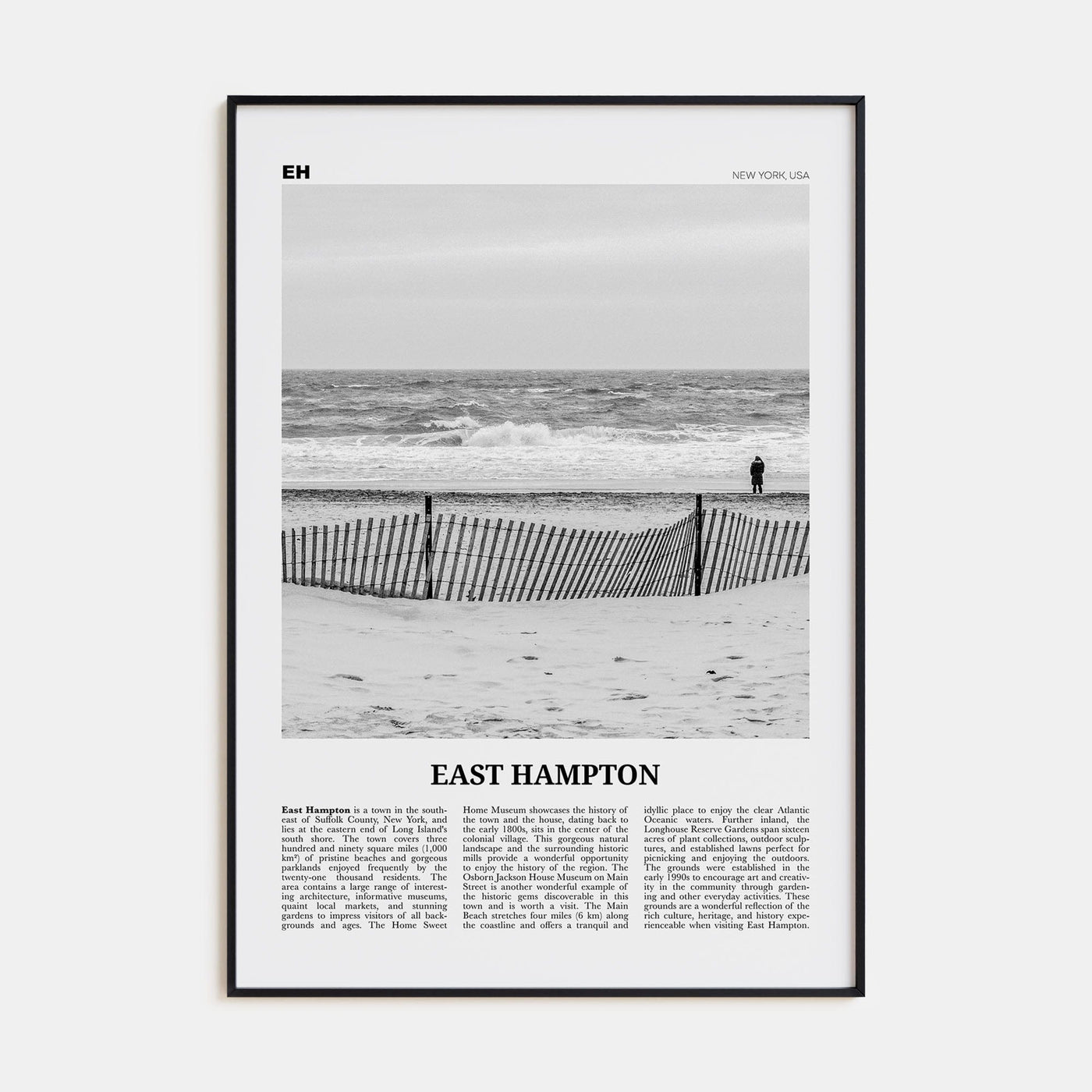 East Hampton Poster None / 8x12 in Nbourhood Travel B&W Poster