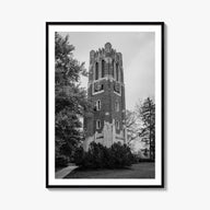 East Lansing black & white photo poster of Michigan, USA – vertical wall art, unframed print shown in interior mockup